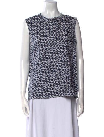 'S Max Mara Printed Crew Neck Blouse