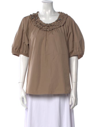 'S Max Mara Scoop Neck Short Sleeve Blouse