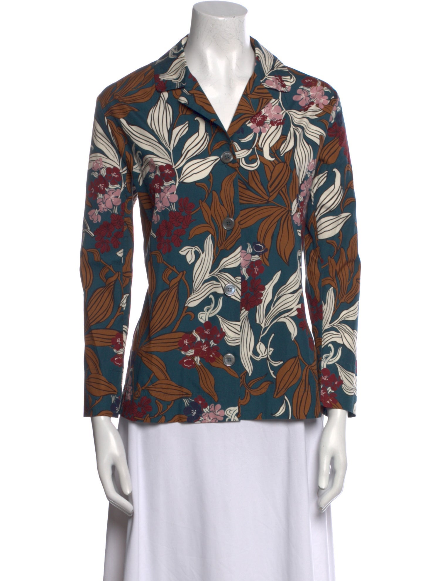 'S Max Mara Printed Long Sleeve Button-Up Top