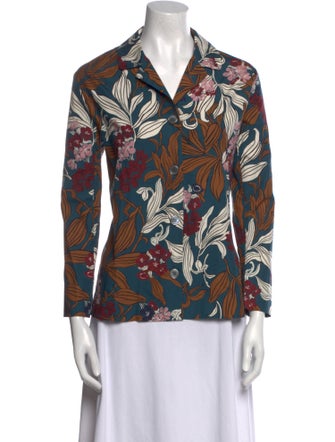 'S Max Mara Printed Long Sleeve Button-Up Top