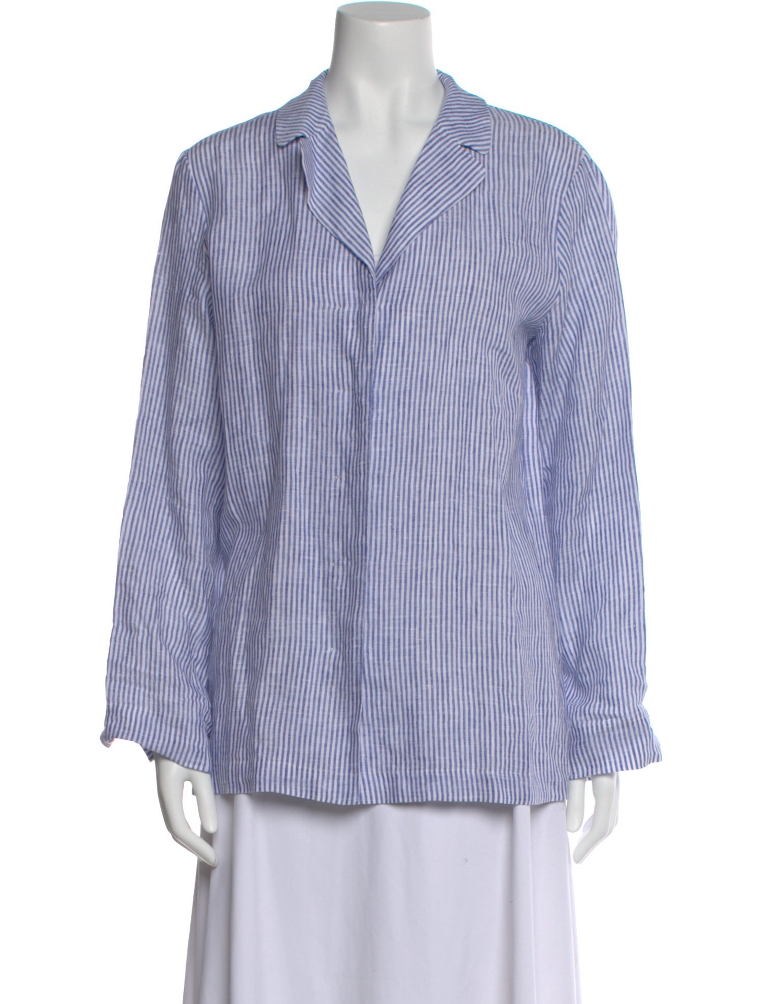 'S Max Mara Linen Striped Button-Up Top