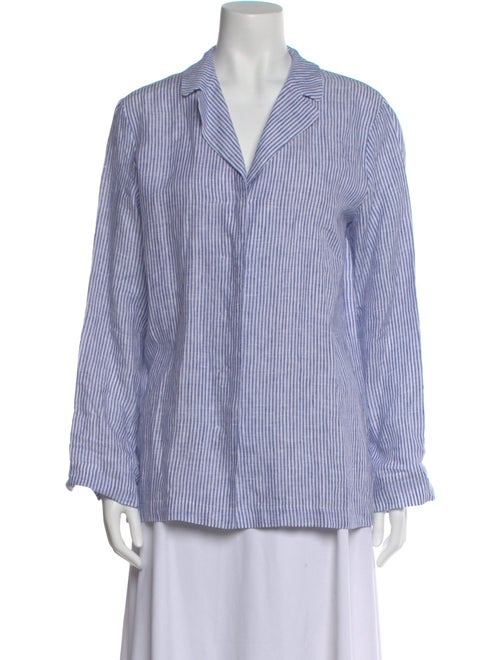 'S Max Mara Linen Striped Button-Up Top