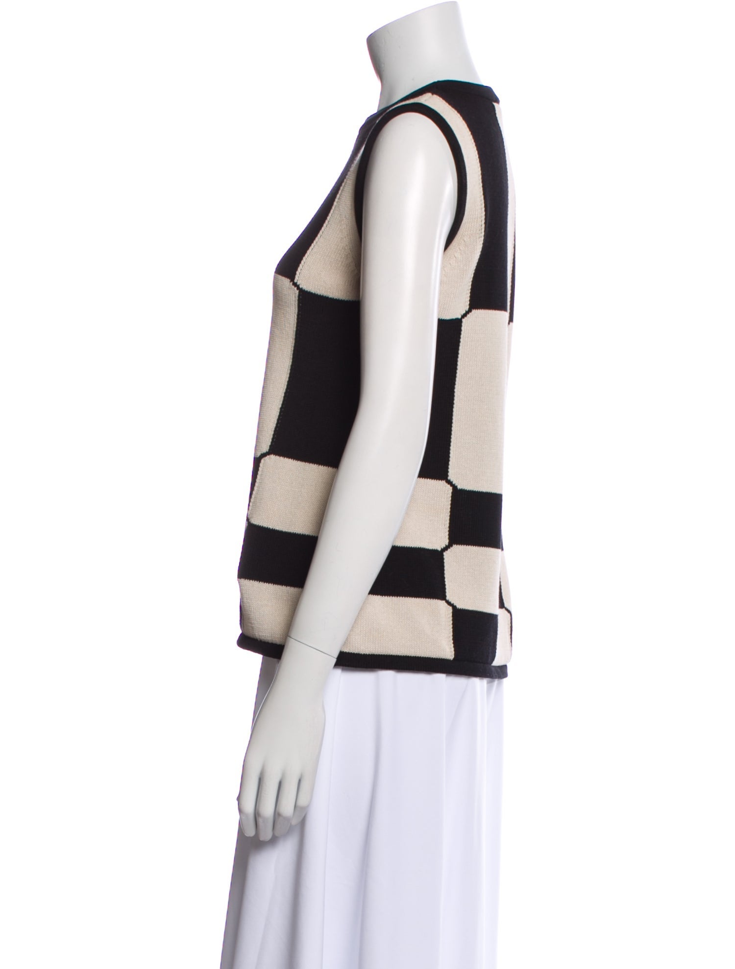 'S Max Mara Colorblock Pattern Crew Neck Sweater
