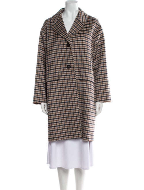 'S Max Mara Virgin Wool Plaid Print Coat