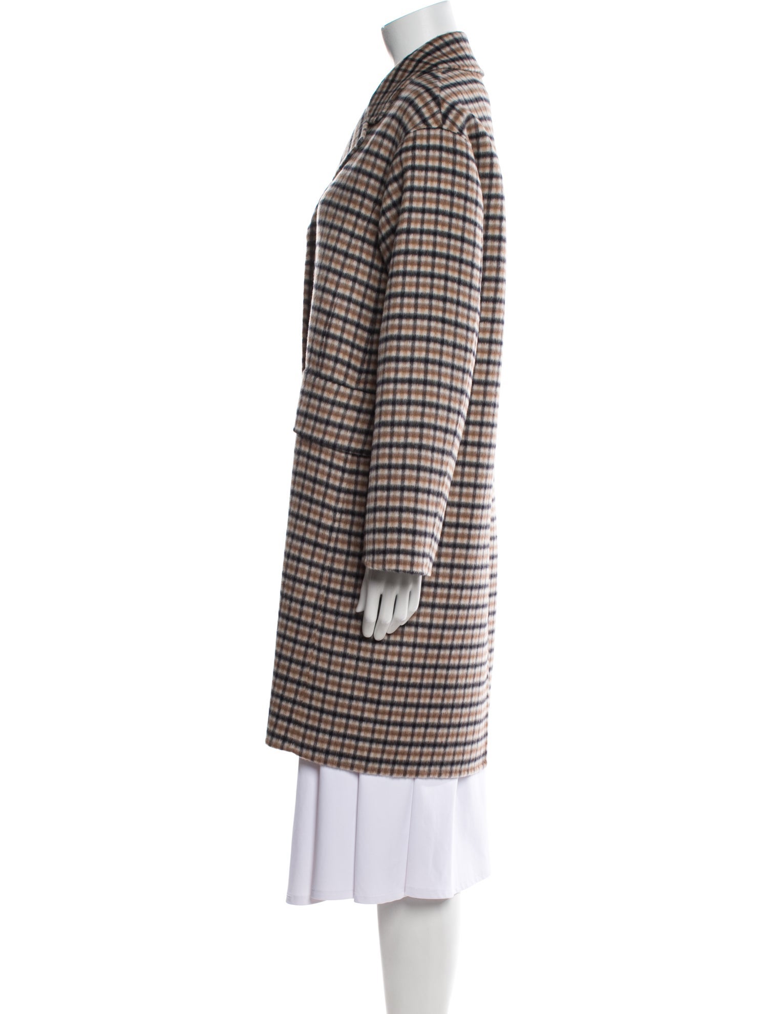 'S Max Mara Virgin Wool Plaid Print Coat