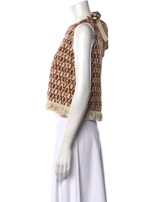 'S Max Mara Printed Bateau Neckline Crop Top