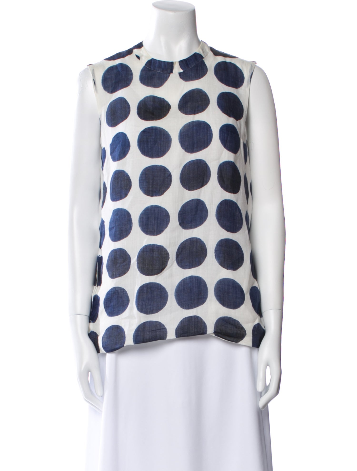 'S Max Mara Polka Dot Print Crew Neck Blouse