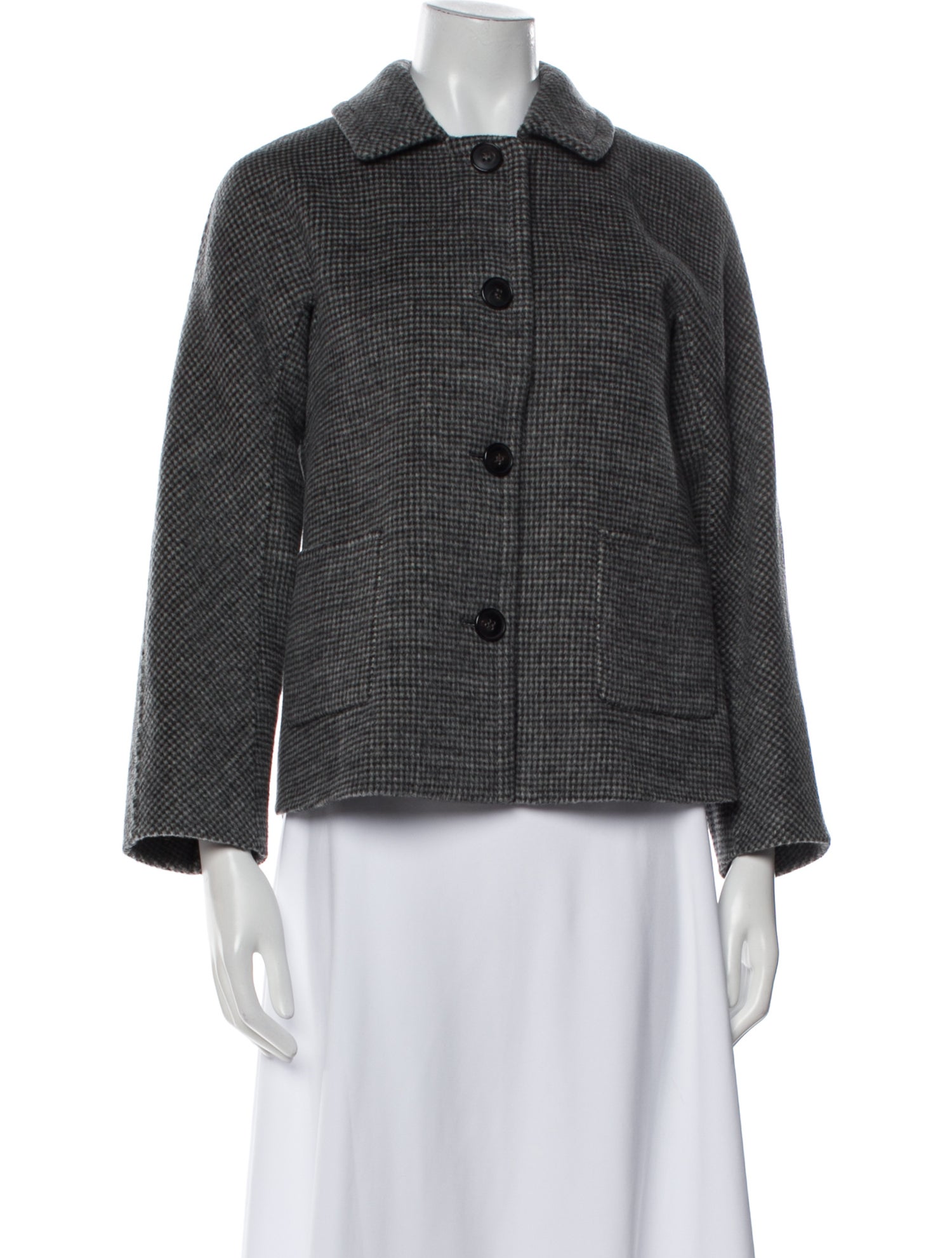 'S Max Mara Virgin Wool Houndstooth Print Jacket