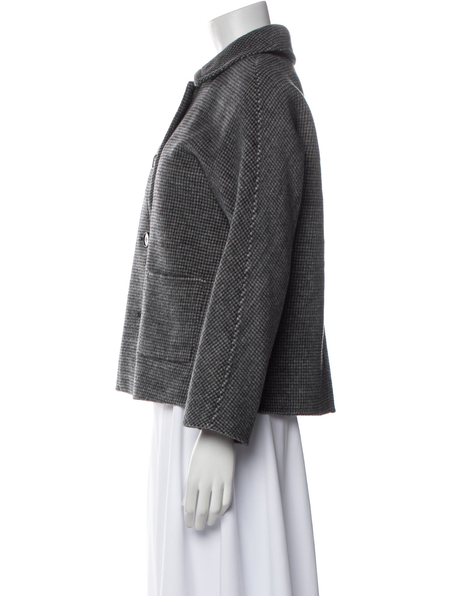 'S Max Mara Virgin Wool Houndstooth Print Jacket