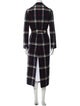 'S Max Mara Virgin Wool Plaid Print Trench Coat