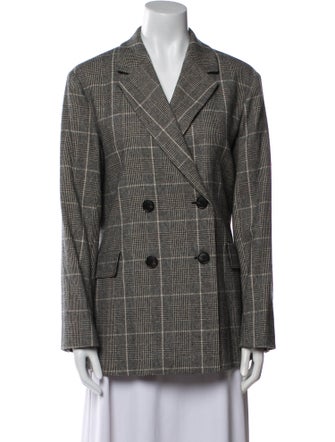 'S Max Mara Virgin Wool Plaid Print Blazer