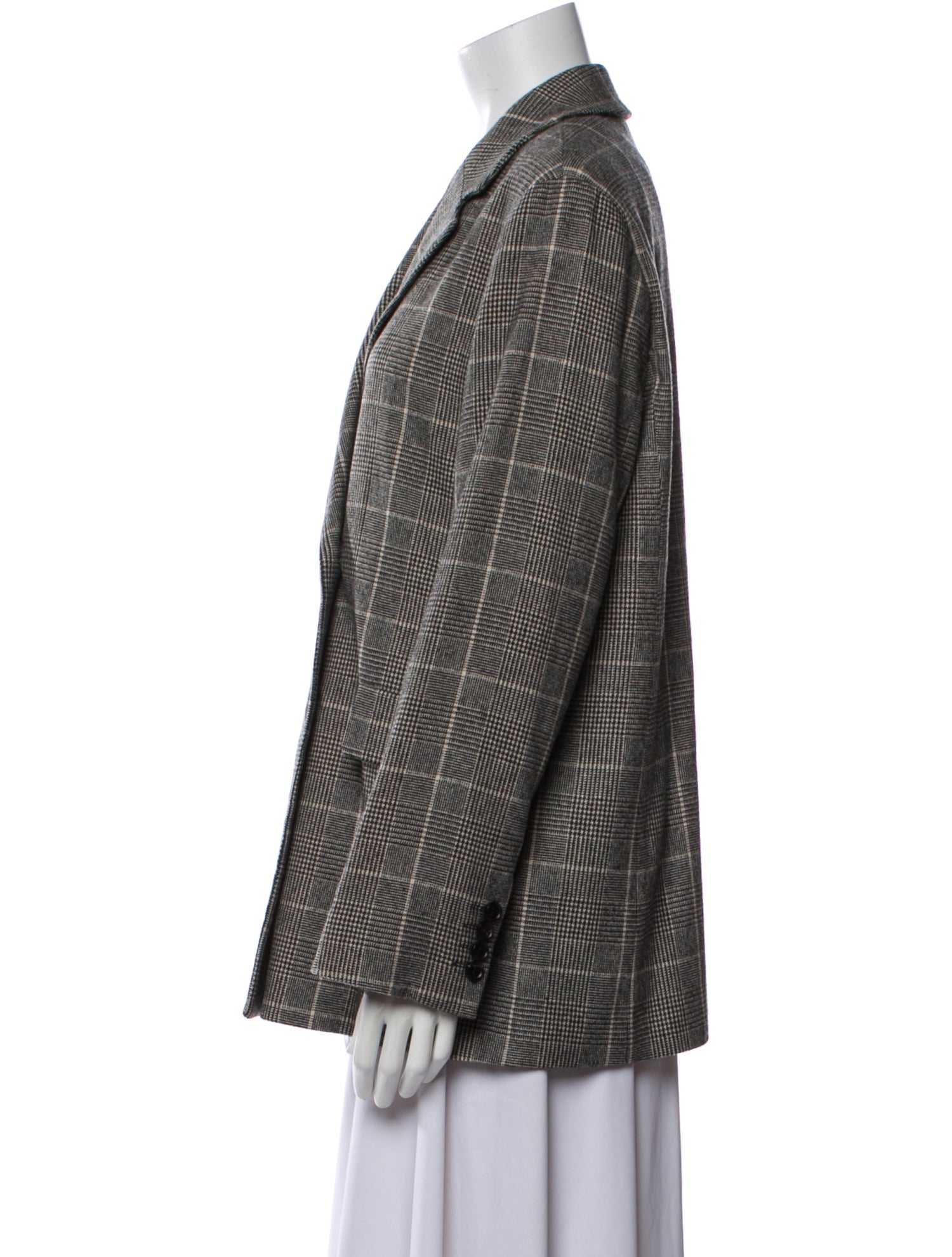 'S Max Mara Virgin Wool Plaid Print Blazer