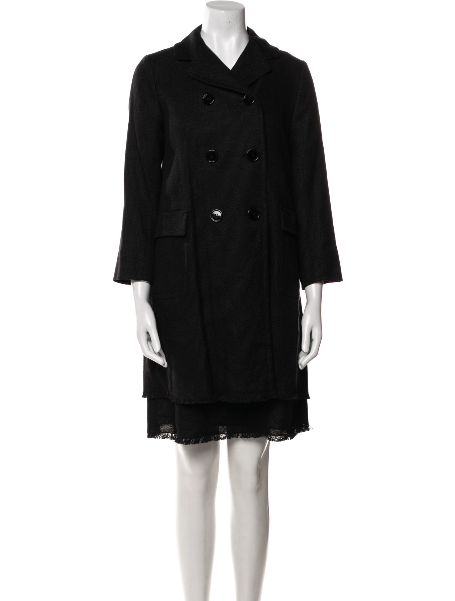 'S Max Mara Linen Raw-Edge Trim Dress Set