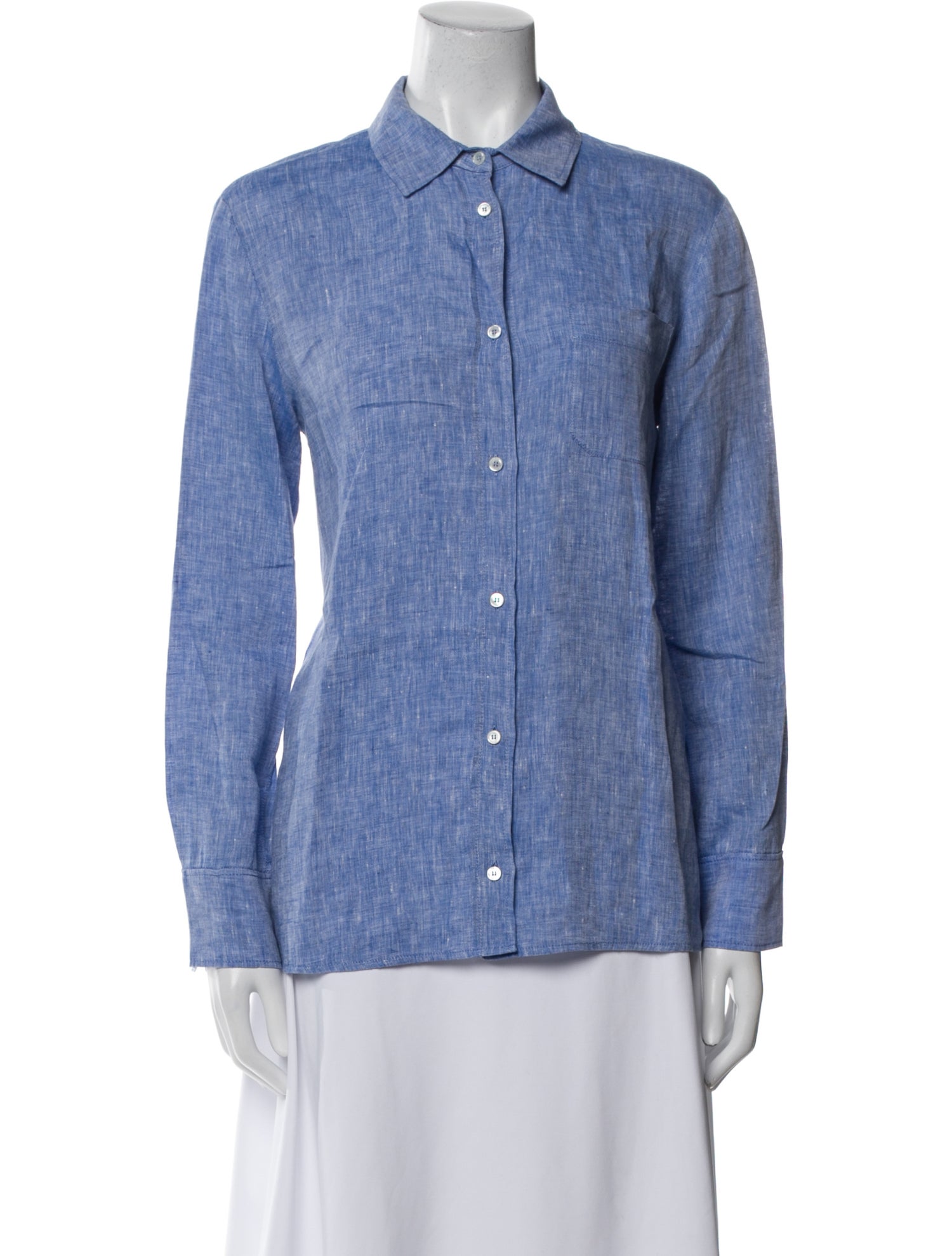 'S Max Mara Linen Long Sleeve Button-Up Top