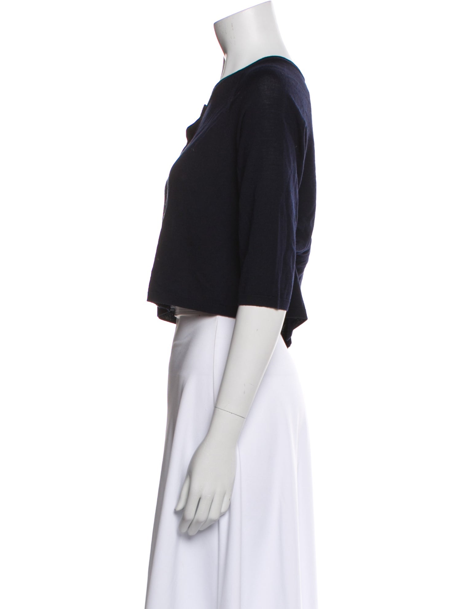 'S Max Mara Virgin Wool Bateau Neckline Crop Top w/ Tags