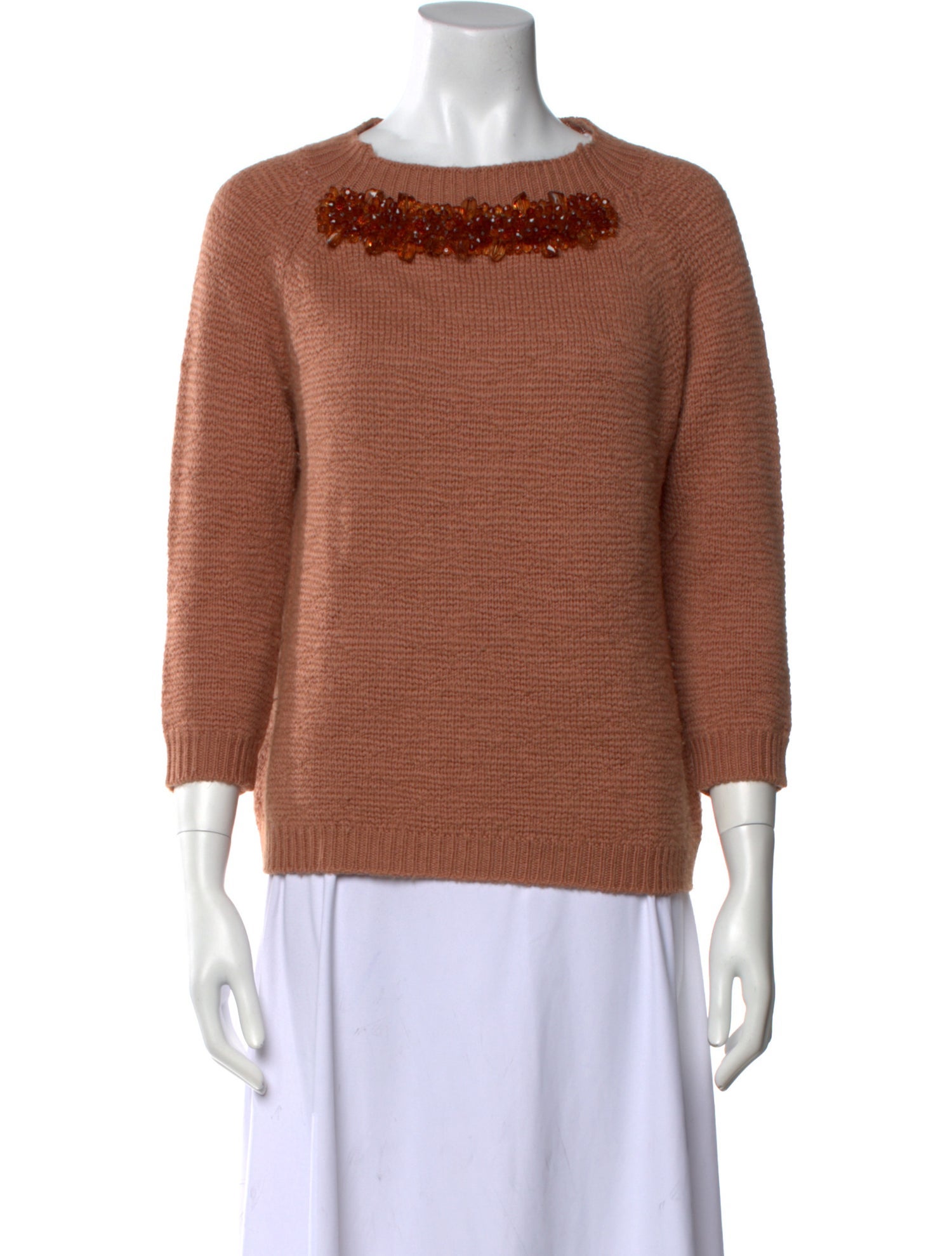 SEMICOUTURE Camel Hair Crew Neck Sweater