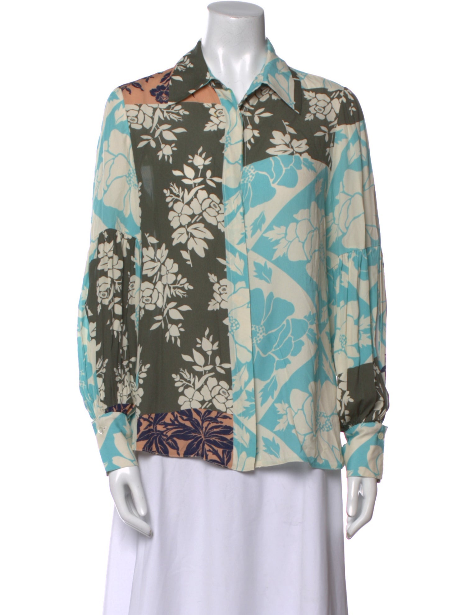 SEMICOUTURE Floral Print Long Sleeve Button-Up Top