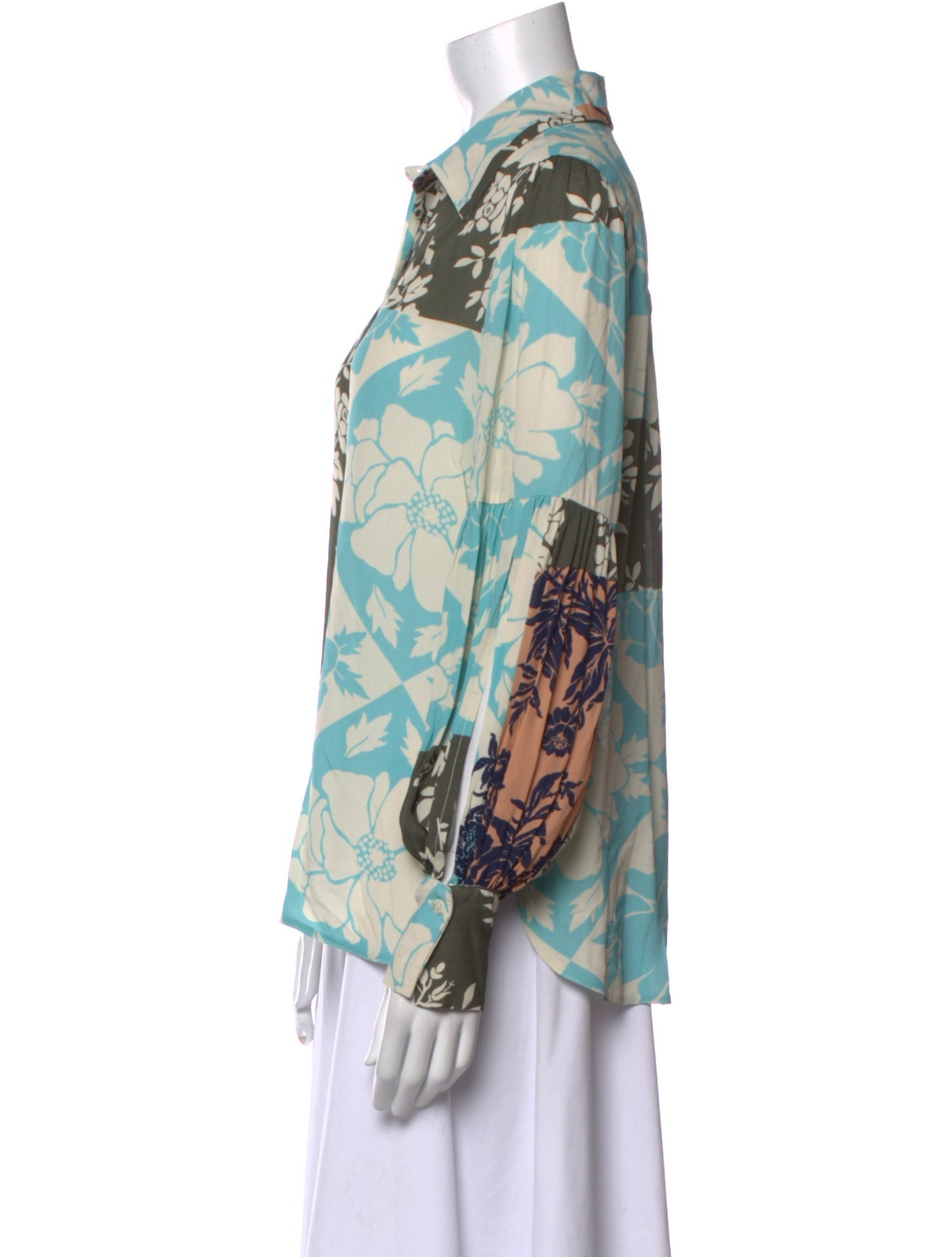 SEMICOUTURE Floral Print Long Sleeve Button-Up Top