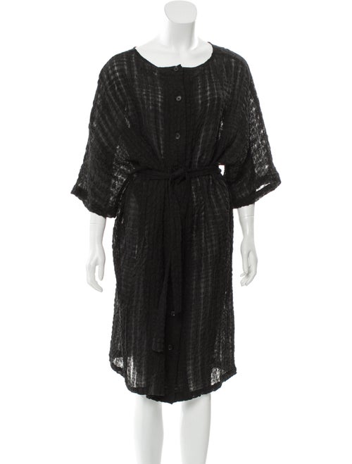 Samuji Short Sleeve Textured Midi Dress Black