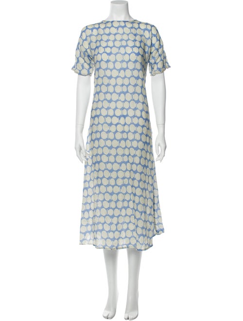 Samuji Polka Dot Print Long Dress Blue