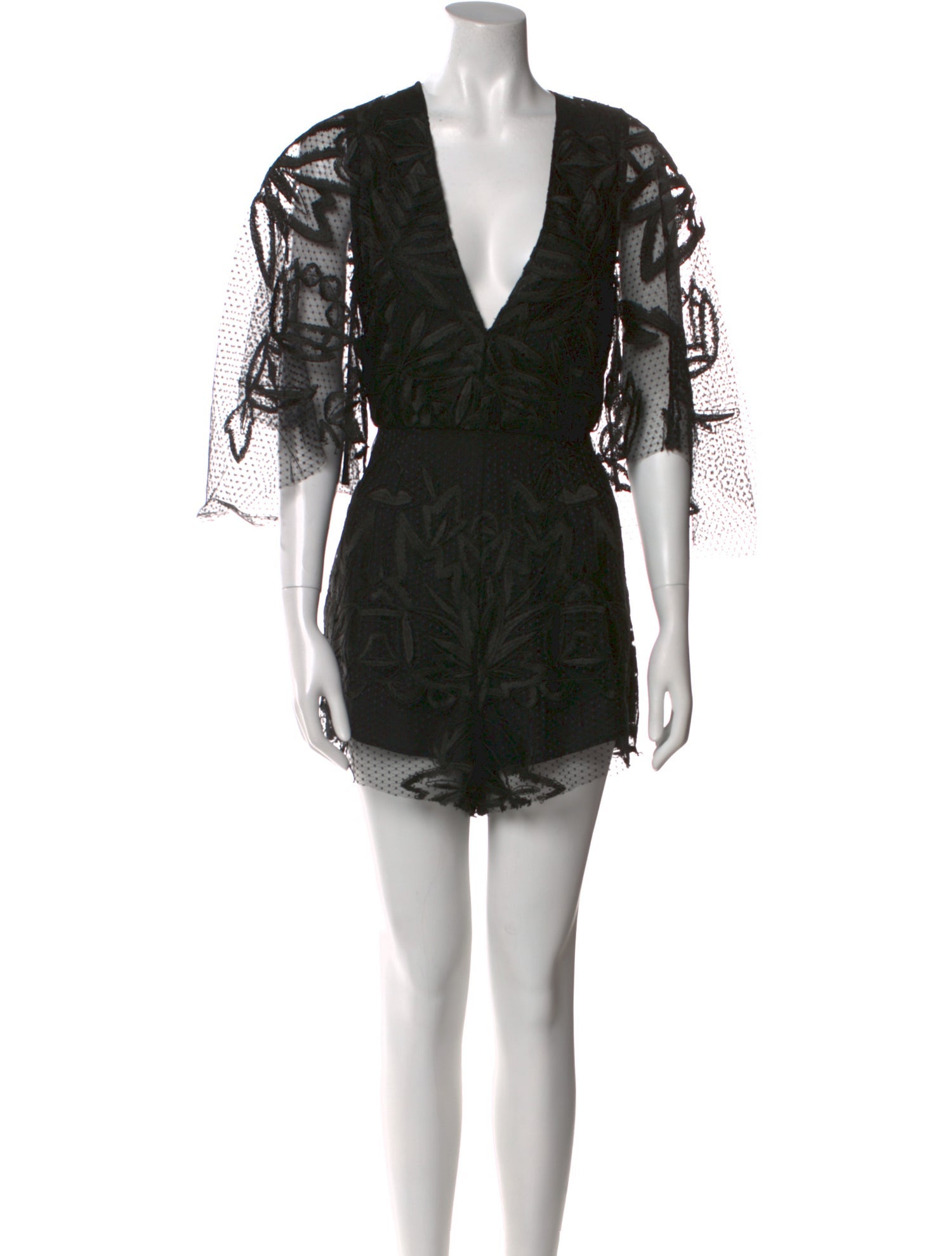 Stevie May Lace Pattern V-Neck Romper