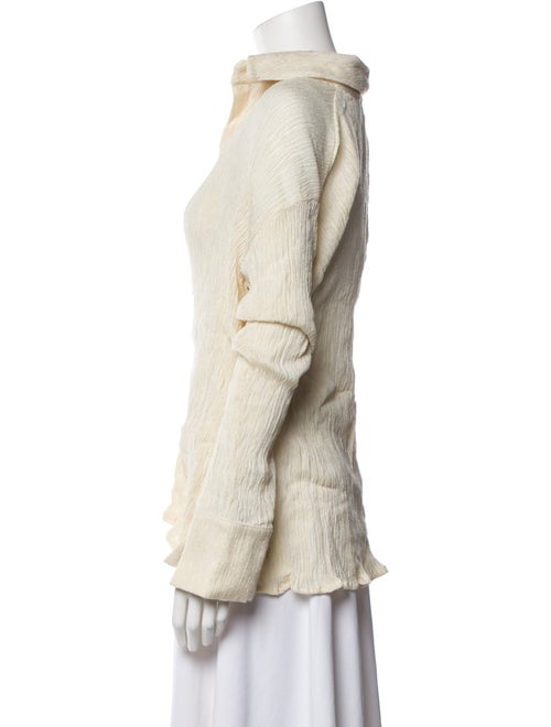 Savannah Morrow The Label Silk Plunge Neckline Button-Up Top