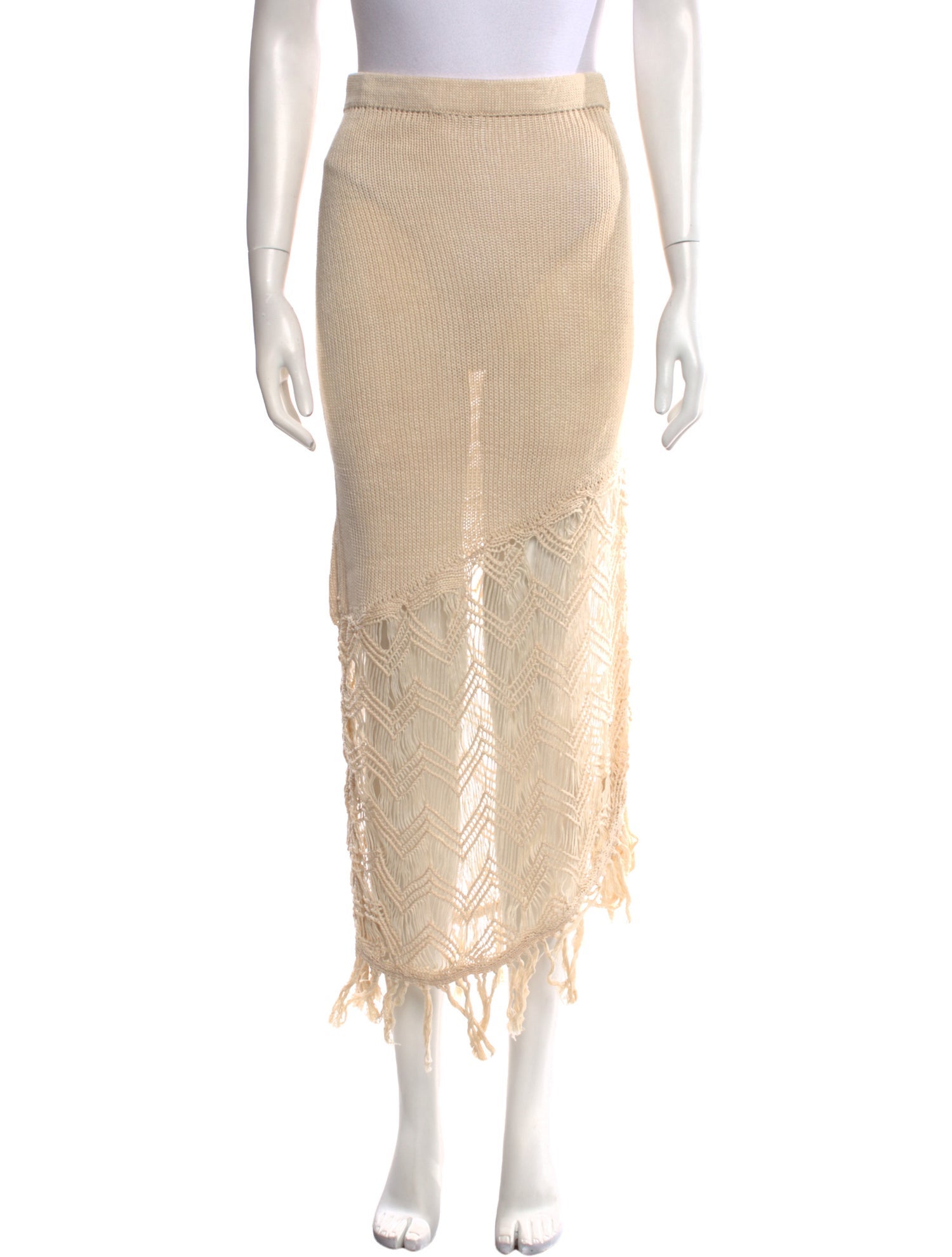 Savannah Morrow The Label Fringe Trim Accent Midi Length Skirt