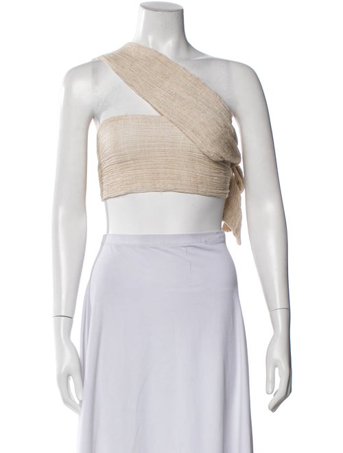 Savannah Morrow The Label Linen One-Shoulder Crop Top