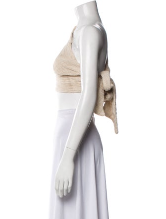 Savannah Morrow The Label Linen One-Shoulder Crop Top