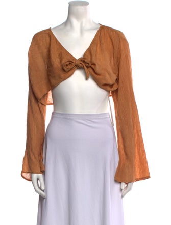 Savannah Morrow The Label Silk Tie Neck Crop Top