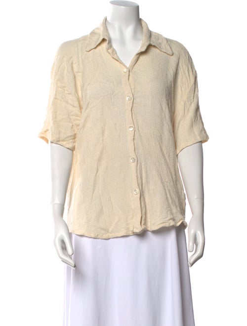 Savannah Morrow The Label Silk Short Sleeve Button-Up Top