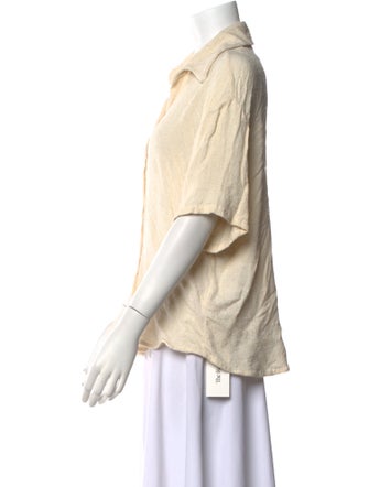 Savannah Morrow The Label Silk Short Sleeve Button-Up Top