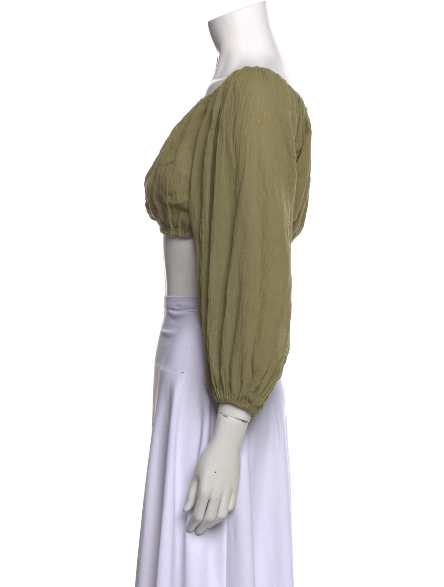 Savannah Morrow The Label Bateau Neckline Three-Quarter Sleeve Crop Top