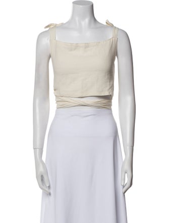 Savannah Morrow The Label Square Neckline Sleeveless Crop Top