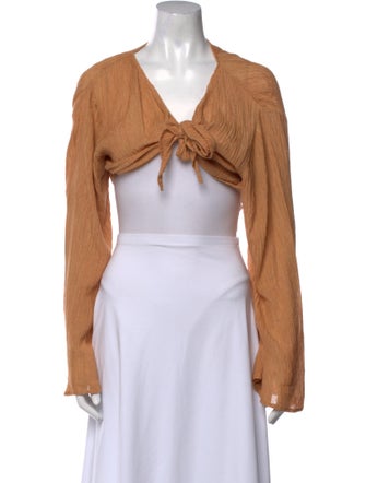 Savannah Morrow The Label Silk V-Neck Crop Top