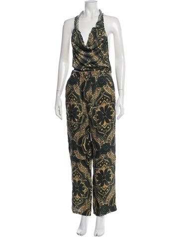 Pre-owned Savannah Morrow The Label Patterned Pant Set In Green