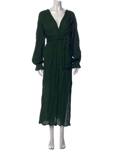 Pre-owned Savannah Morrow The Label Silk Long Dress W/ Tags In Green