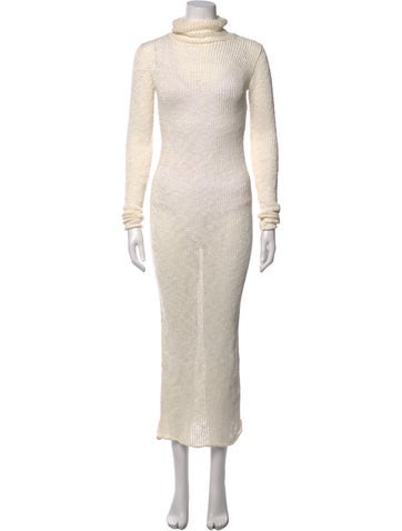 Pre-owned Savannah Morrow The Label Turtleneck Long Dress W/ Tags In Neutrals