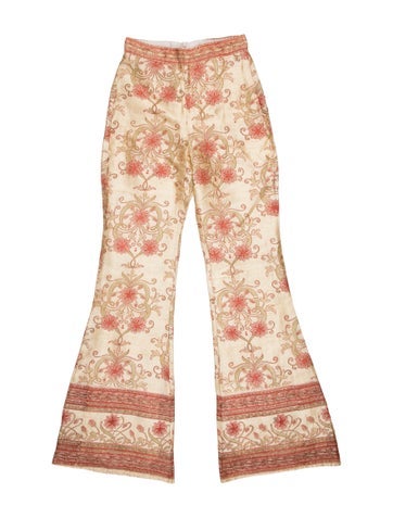 Pre-owned Savannah Morrow The Label Floral Print Flared Pants In Multicolor