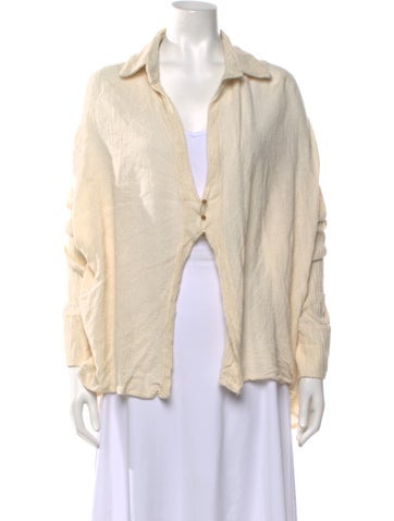 Pre-owned Savannah Morrow The Label Silk Long Sleeve Top In Neutrals