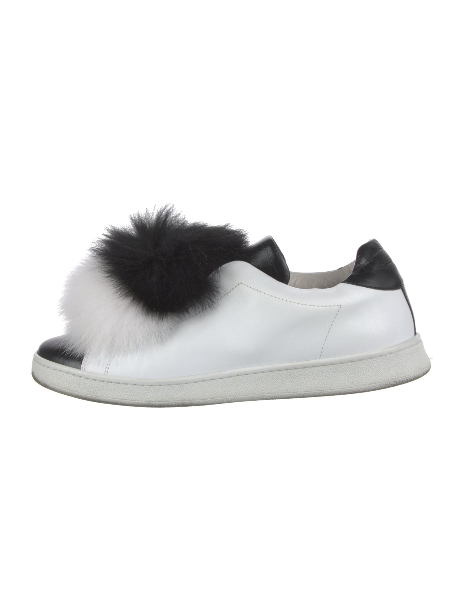 Joshua Sanders Leather Fur Trim Sneakers