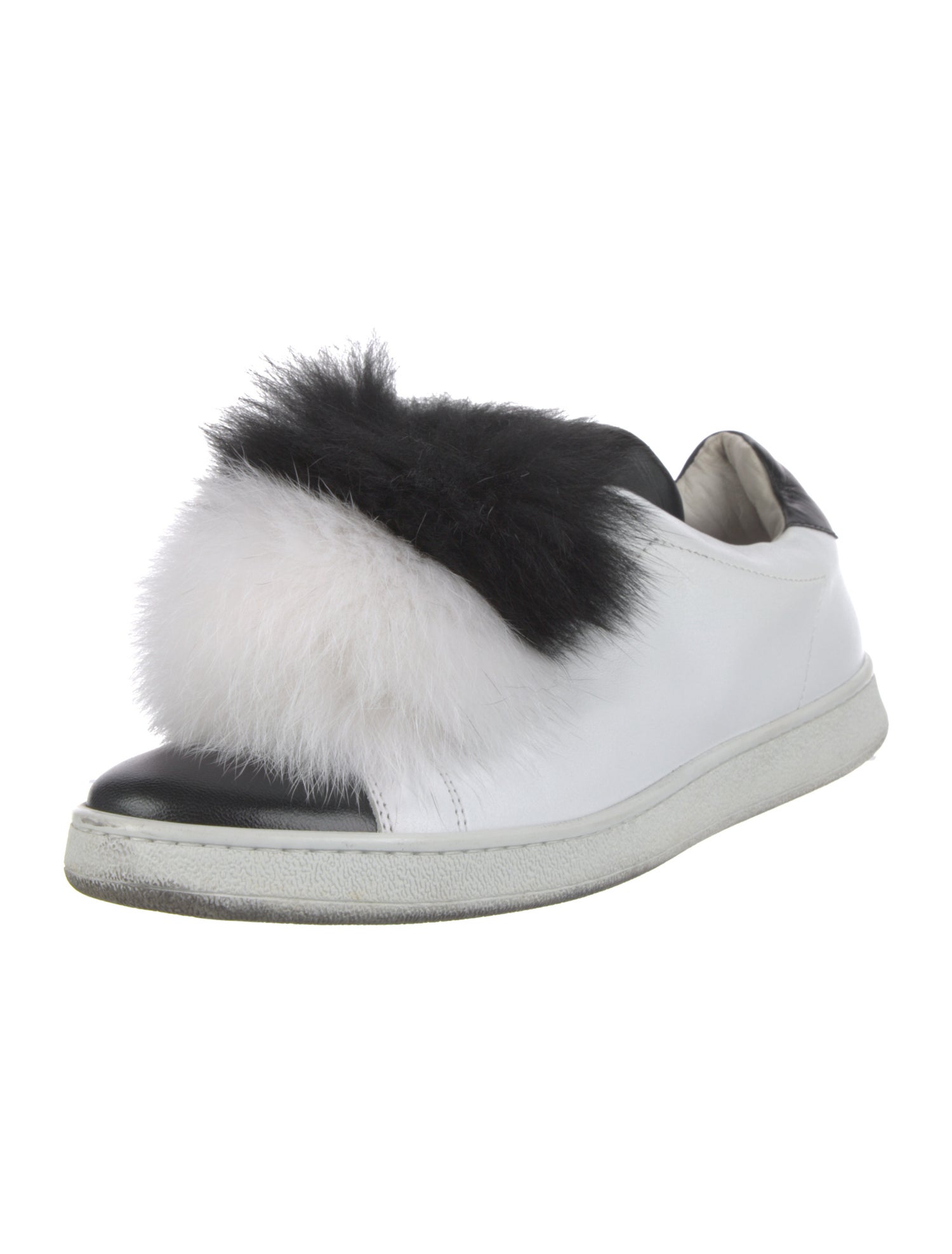 Joshua Sanders Leather Fur Trim Sneakers