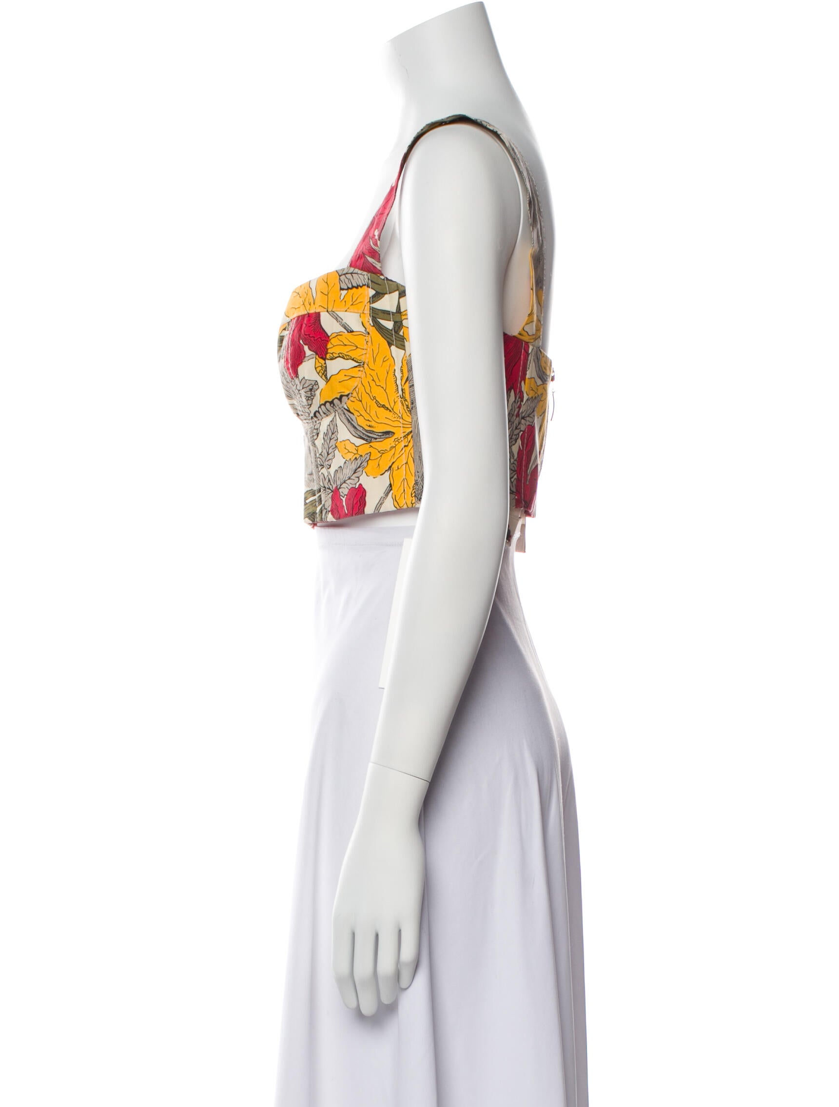 Sandra Weil Printed Square Neckline Crop Top