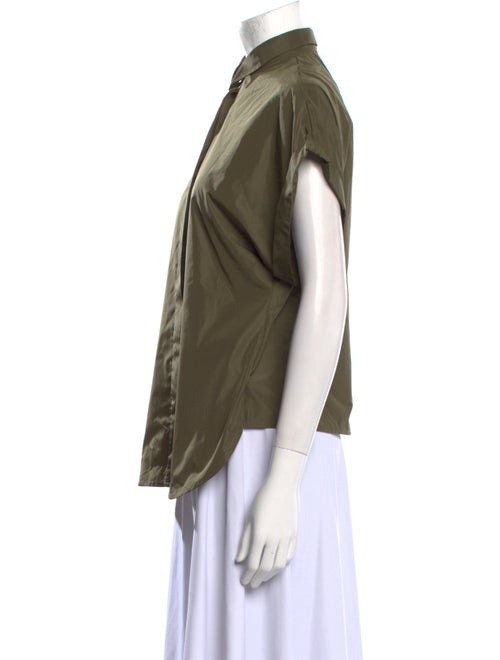 Sandra Weil Mock Neck Short Sleeve Button-Up Top