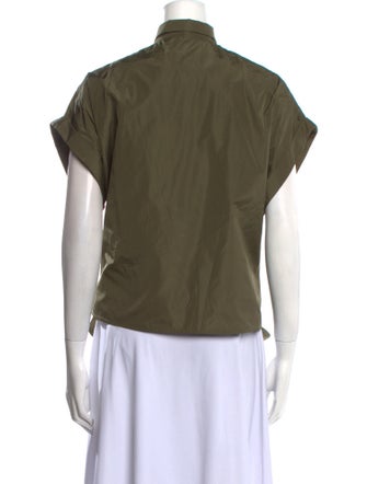 Sandra Weil Mock Neck Short Sleeve Button-Up Top