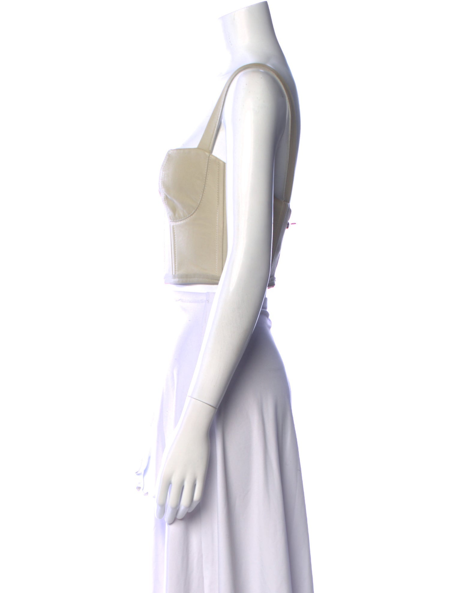 Sandra Weil Leather Square Neckline Crop Top