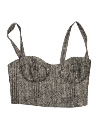 Sandra Weil Silk Polka Dot Print Crop Top