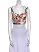 Sandra Weil Printed Square Neckline Crop Top