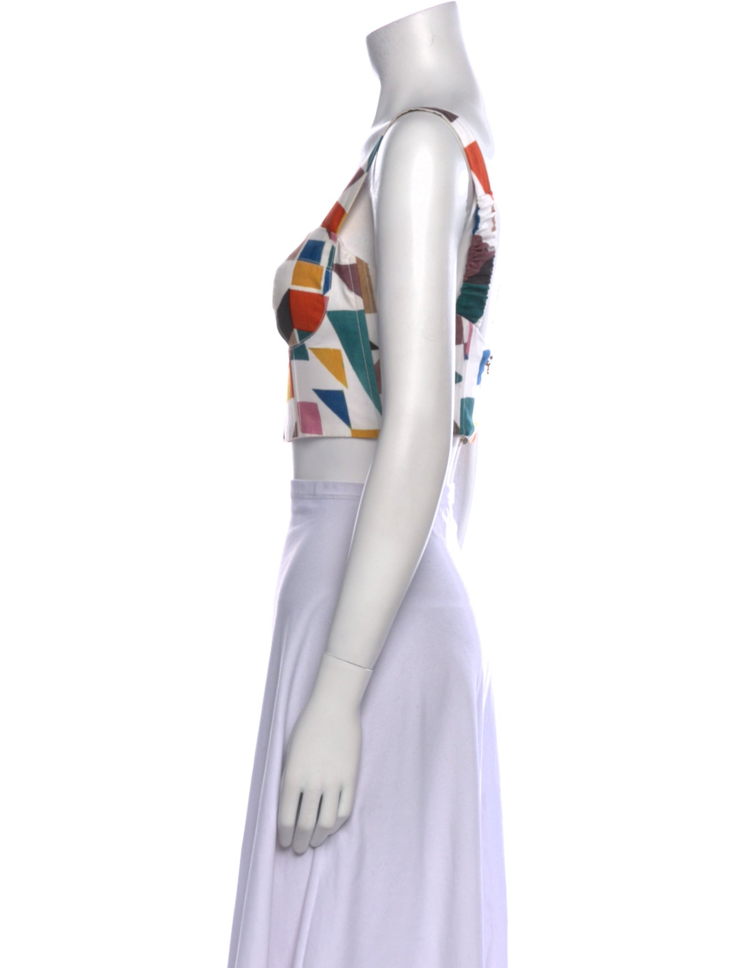Sandra Weil Printed Square Neckline Crop Top