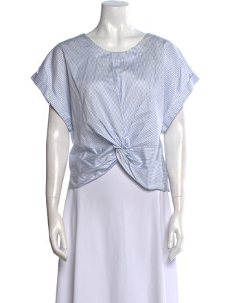 Sandra Weil Striped Bateau Neckline Crop Top